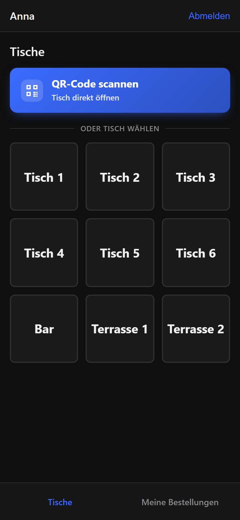 Tisch wählen