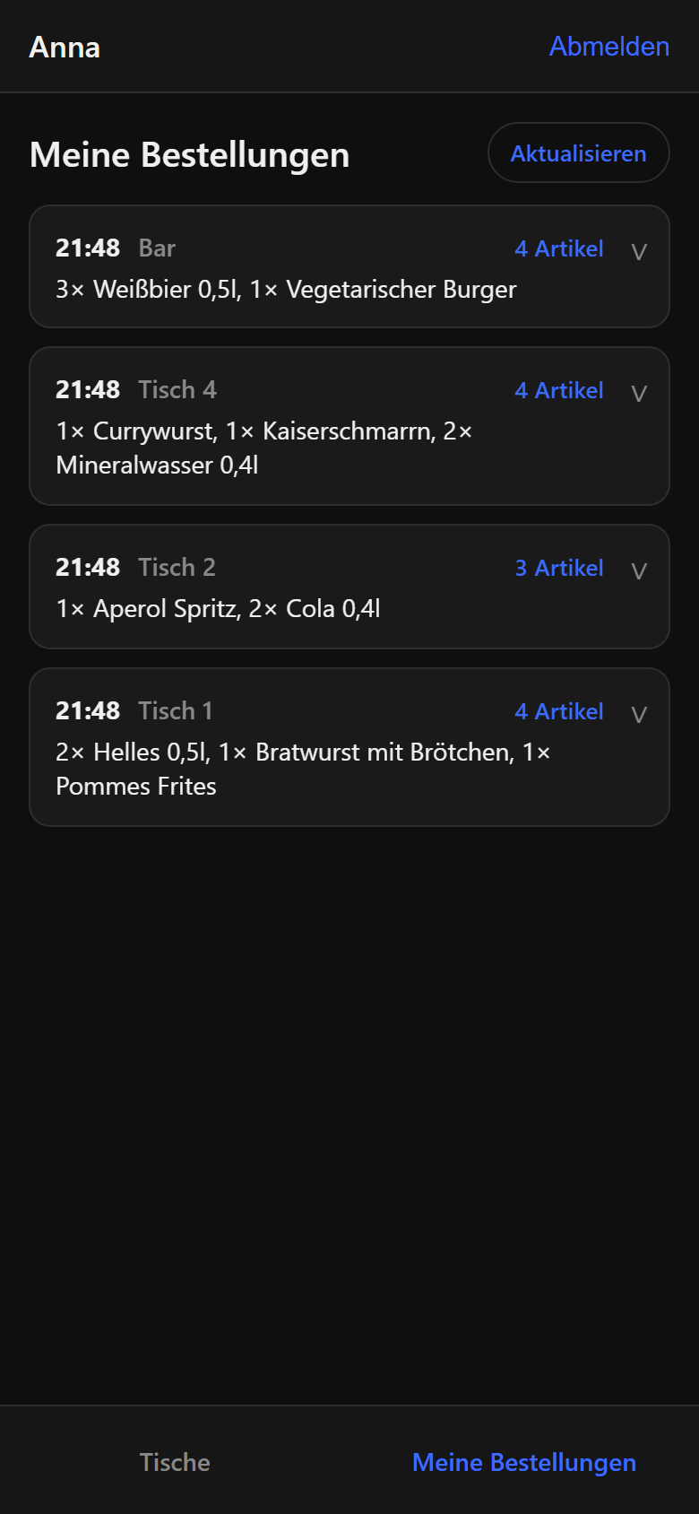 Eigene Bestellungen