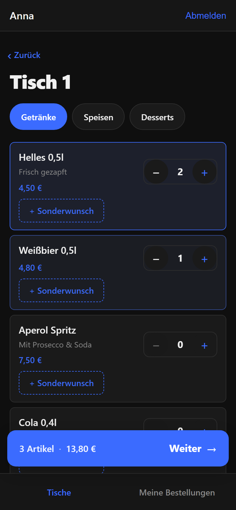 BstöMa Kellner-App auf dem Handy